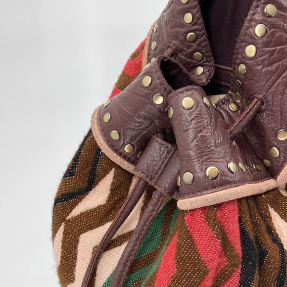 Free People Zola Tapestry Sling Bag, Crossbody Chevron Striped Boho Studded, 19" - Picture 5 of 11